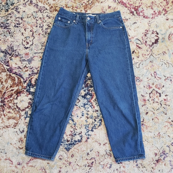 Levi's Denim - Levi's Premium Loose Taper Crop Jeans Blue Medium Wash Denim Size 27